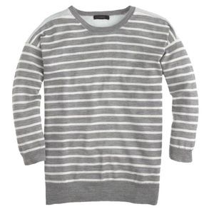 J Crew NWT Stripe Wool Sweater Grey Light Blue w Holes from storage